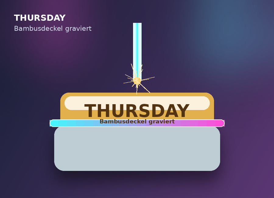 THURSDAY Brotdose mit Bambusdeckel und Beispielgravur